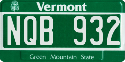 VT license plate NQB932