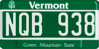 VT license plate NQB938