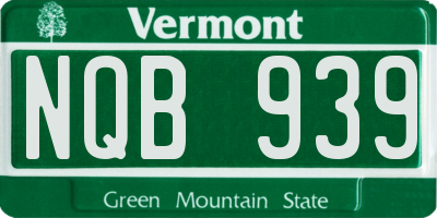 VT license plate NQB939