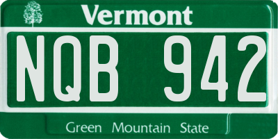 VT license plate NQB942