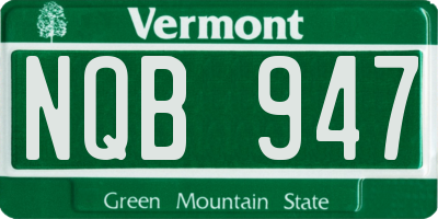 VT license plate NQB947