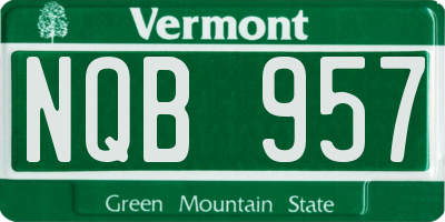 VT license plate NQB957