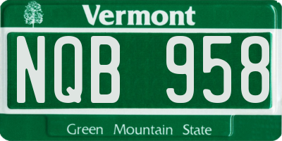 VT license plate NQB958