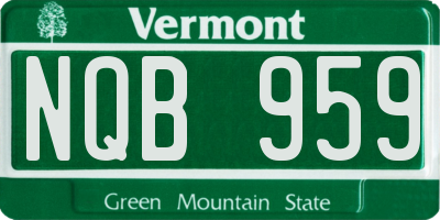 VT license plate NQB959