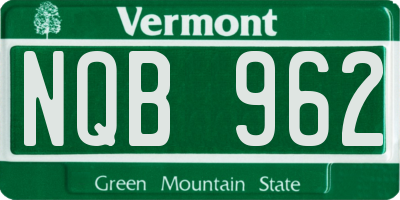 VT license plate NQB962
