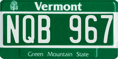 VT license plate NQB967