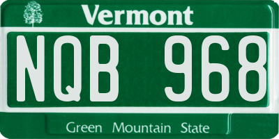 VT license plate NQB968
