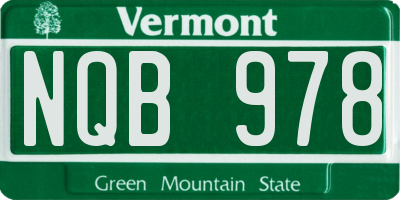 VT license plate NQB978