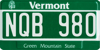 VT license plate NQB980