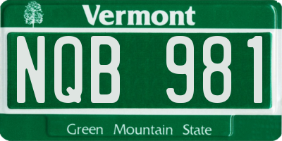 VT license plate NQB981