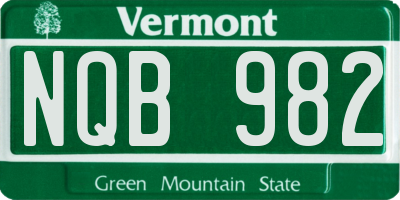 VT license plate NQB982