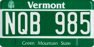 VT license plate NQB985
