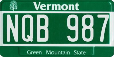 VT license plate NQB987