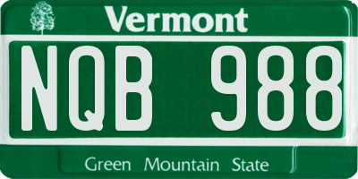 VT license plate NQB988