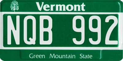 VT license plate NQB992