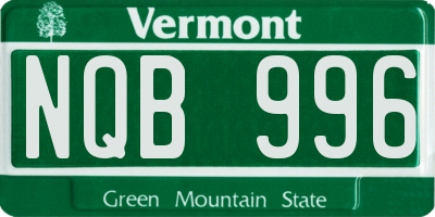 VT license plate NQB996
