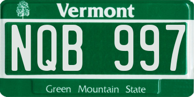 VT license plate NQB997