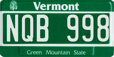 VT license plate NQB998