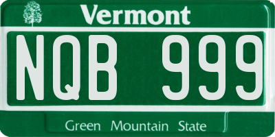 VT license plate NQB999