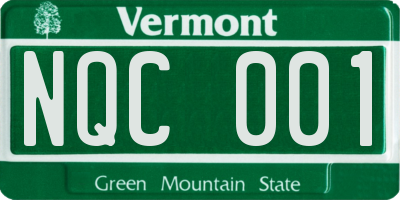 VT license plate NQC001