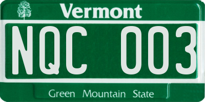 VT license plate NQC003