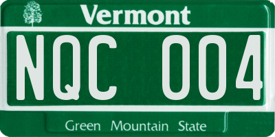 VT license plate NQC004