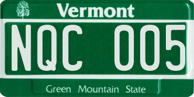 VT license plate NQC005