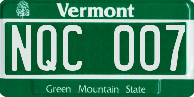 VT license plate NQC007