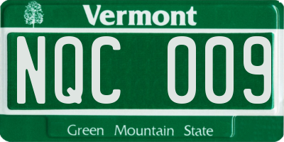 VT license plate NQC009