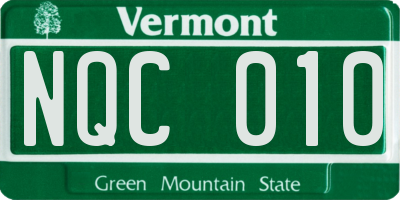 VT license plate NQC010