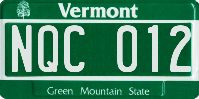 VT license plate NQC012