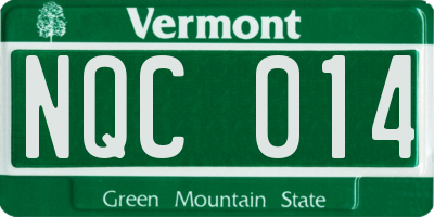 VT license plate NQC014