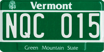 VT license plate NQC015