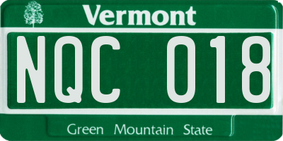 VT license plate NQC018