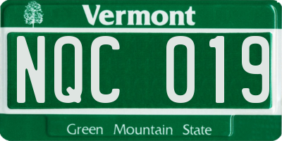 VT license plate NQC019