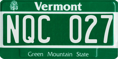 VT license plate NQC027