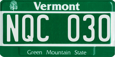 VT license plate NQC030
