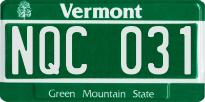 VT license plate NQC031