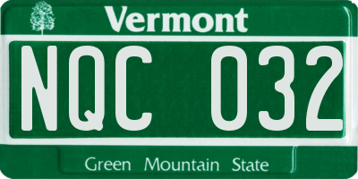 VT license plate NQC032