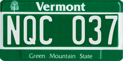 VT license plate NQC037