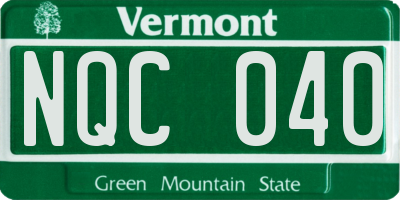 VT license plate NQC040