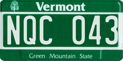 VT license plate NQC043
