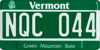 VT license plate NQC044