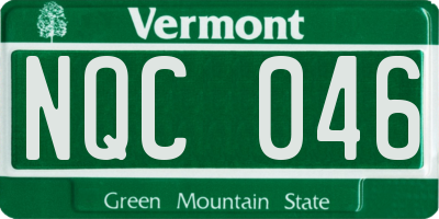 VT license plate NQC046
