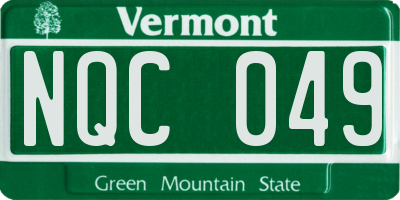VT license plate NQC049