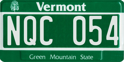 VT license plate NQC054