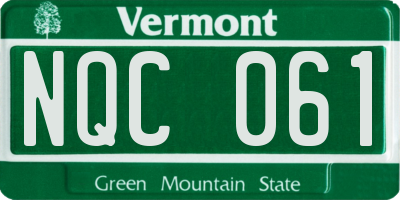 VT license plate NQC061