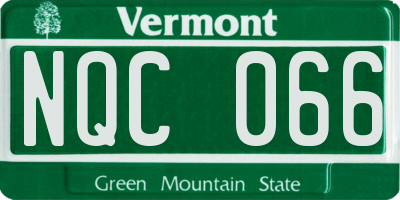 VT license plate NQC066