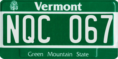 VT license plate NQC067