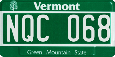 VT license plate NQC068